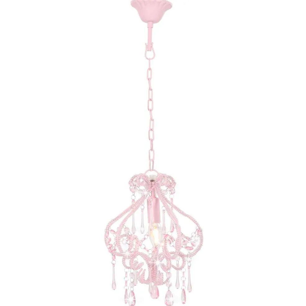 vidaXL Plafondlamp met kralen rond E14 roze