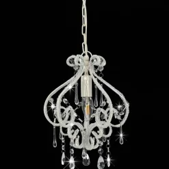 vidaXL Plafondlamp met kralen rond E14 wit