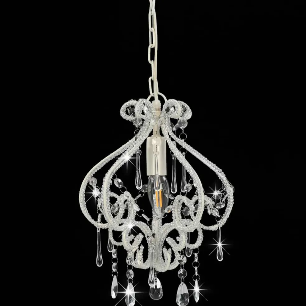 vidaXL Plafondlamp met kralen rond E14 wit