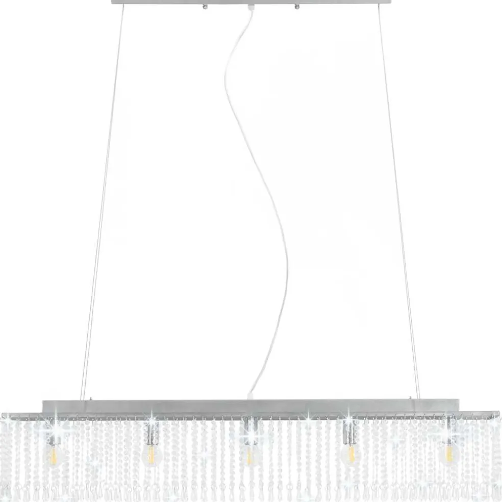 vidaXL Plafondlamp met kristallen kralen 104 cm zilverkleurig