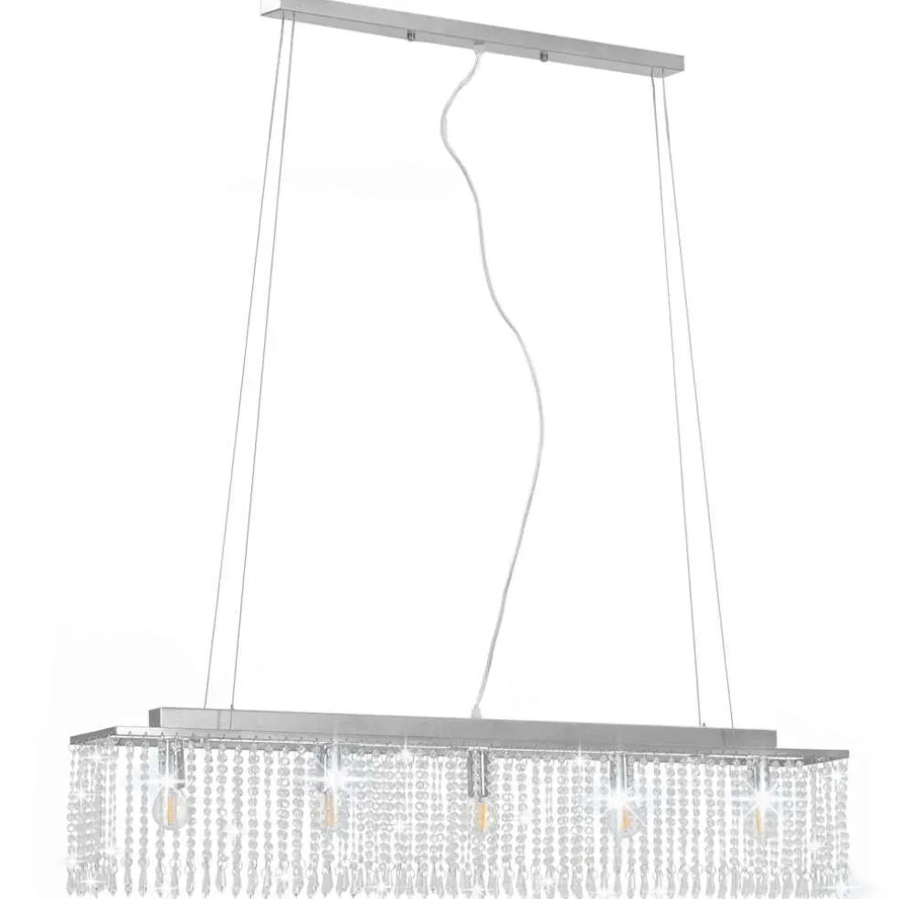 vidaXL Plafondlamp met kristallen kralen 104 cm zilverkleurig