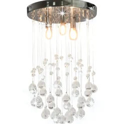 vidaXL Plafondlamp met kristallen kralen rond 3xG9 zilverkleurig