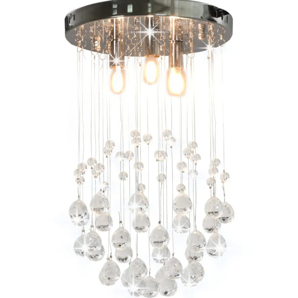 vidaXL Plafondlamp met kristallen kralen rond 3xG9 zilverkleurig