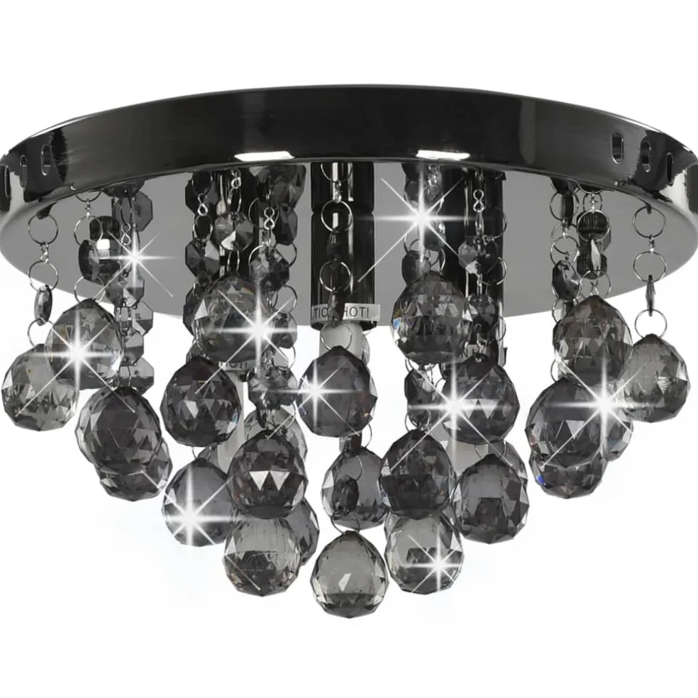vidaXL Plafondlamp met smoky kralen rond G9 zwart