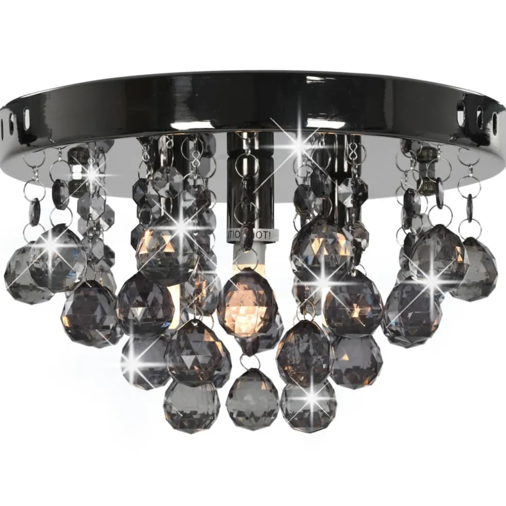 vidaXL Plafondlamp met smoky kralen rond G9 zwart