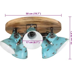 vidaXL Plafondlamp 25 W E27 50x50x25 cm verweerd blauw