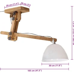 vidaXL Plafondlamp 25 W E27 105x30x65-108 cm wit