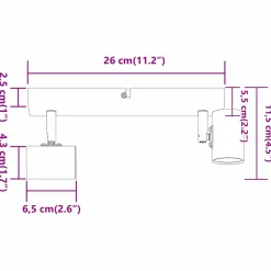 vidaXL Plafondspot met schijnwerpers Nikkel 26 x 6,5 x 11,5 cm Metaal