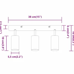 vidaXL Plafondspot met schijnwerpers Zwart 38 x 6 x 16 cm Metaal