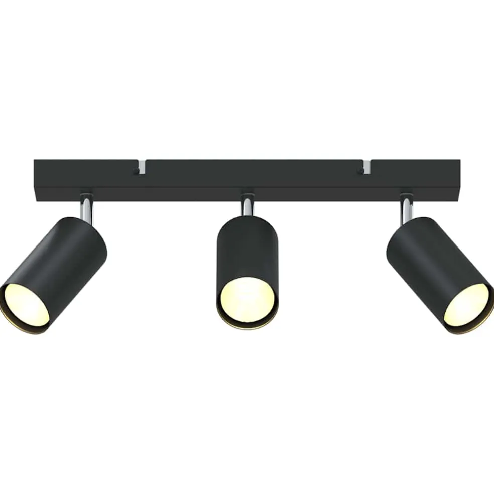 vidaXL Plafondspot met schijnwerpers Zwart 38 x 6 x 16 cm Metaal