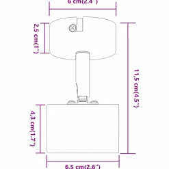 vidaXL Plafondspot met schijnwerpers Zwart 6,5 x 6 x 11,5 cm Metaal