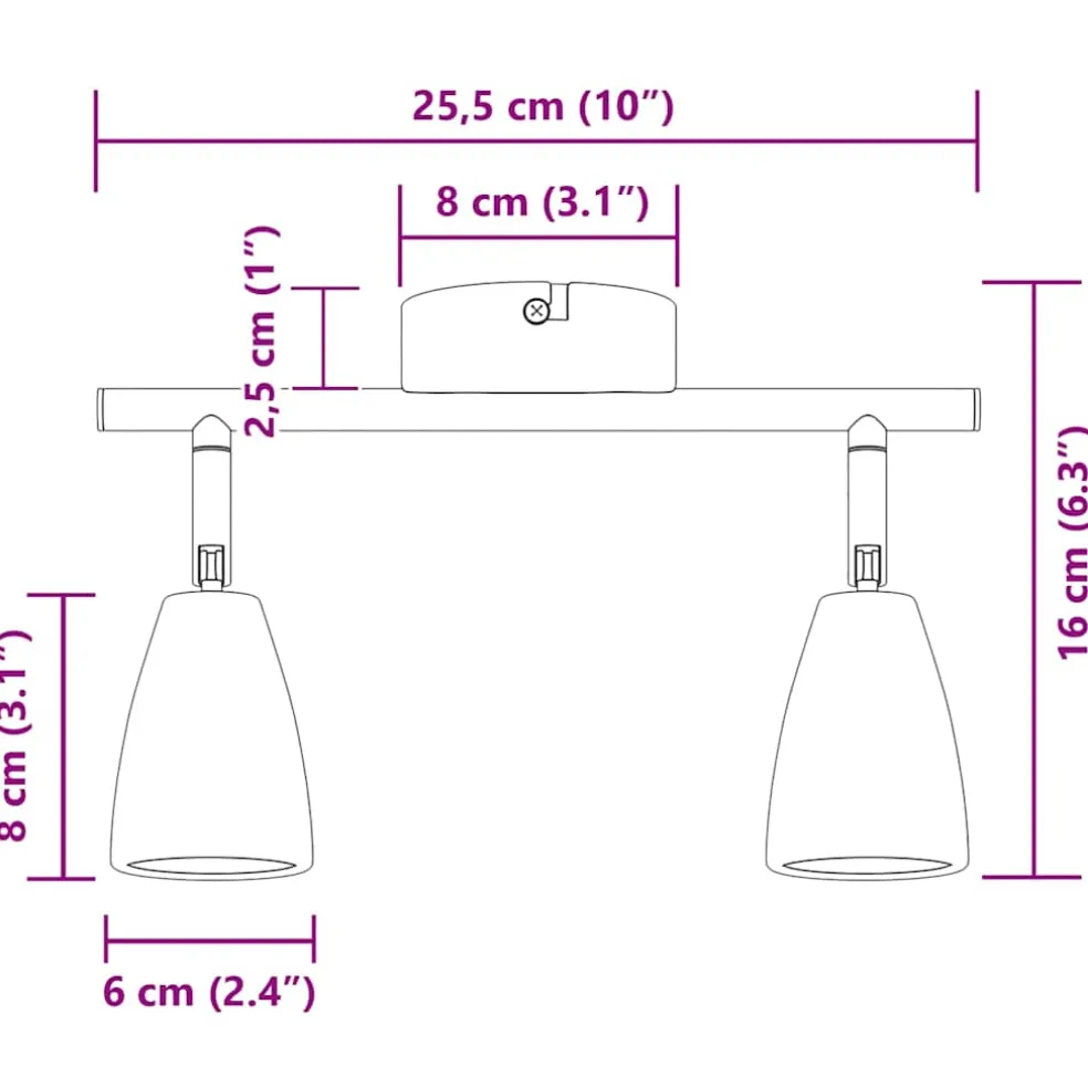 vidaXL Plafondspot met schijnwerpers Wit 25.5 x 8 x 16 cm Metaal