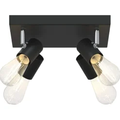 vidaXL Plafondspot met schijnwerpers Zwart 73 x 6,5 x 11,5 cm Metaal