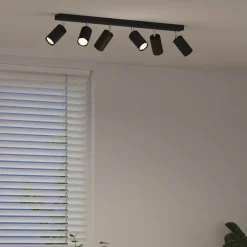 vidaXL Plafondspot met schijnwerpers Zwart 73 x 6 x 16 cm Metaal