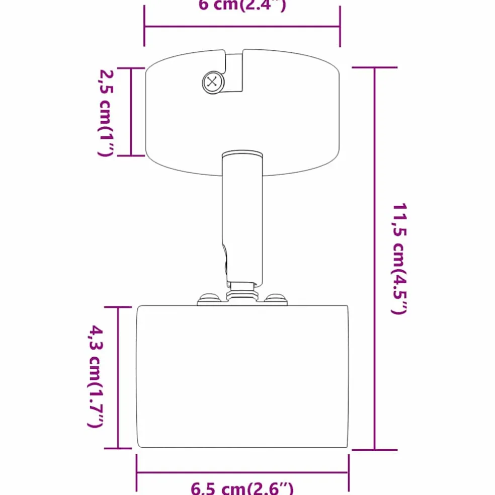 vidaXL Plafondspot met schijnwerpers Wit 6,5 x 6 x 11,5 cm Metaal