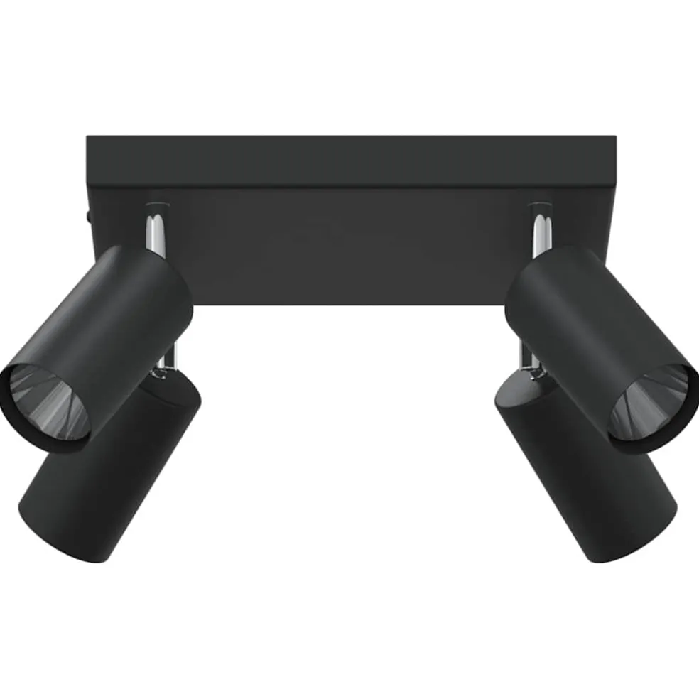 vidaXL Plafondspot met schijnwerpers Zwart 26 x 26 x 16 cm Metaal