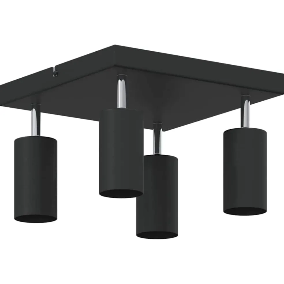 vidaXL Plafondspot met schijnwerpers Zwart 26 x 26 x 16 cm Metaal