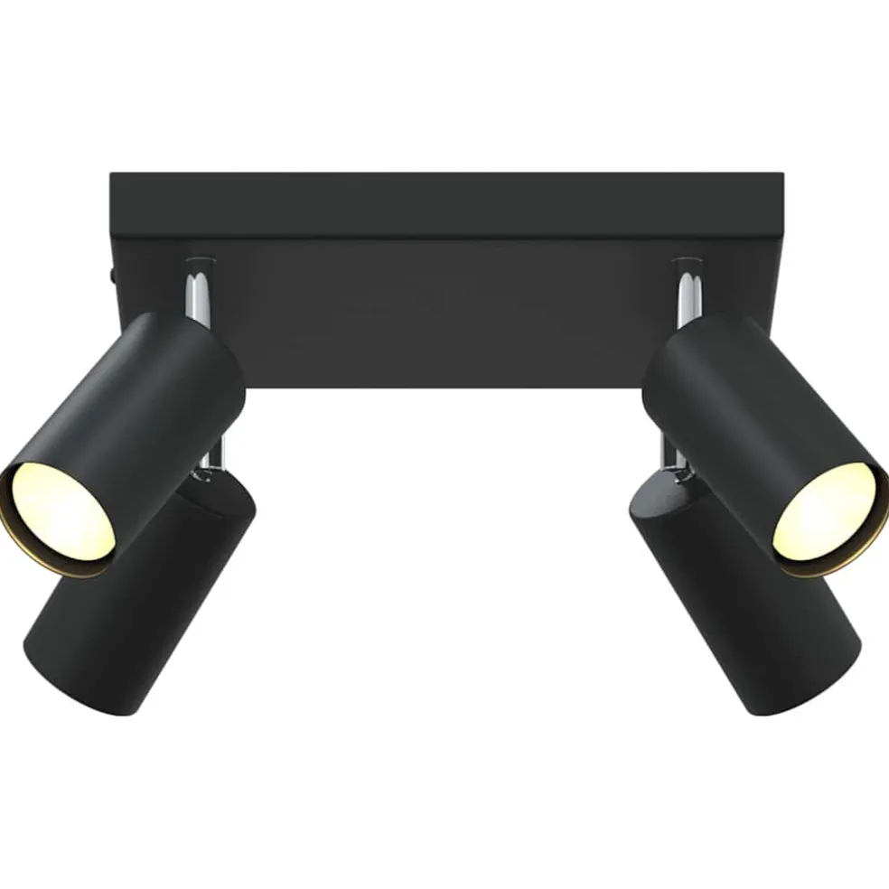 vidaXL Plafondspot met schijnwerpers Zwart 26 x 26 x 16 cm Metaal