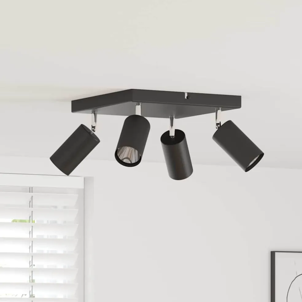 vidaXL Plafondspot met schijnwerpers Zwart 26 x 26 x 16 cm Metaal
