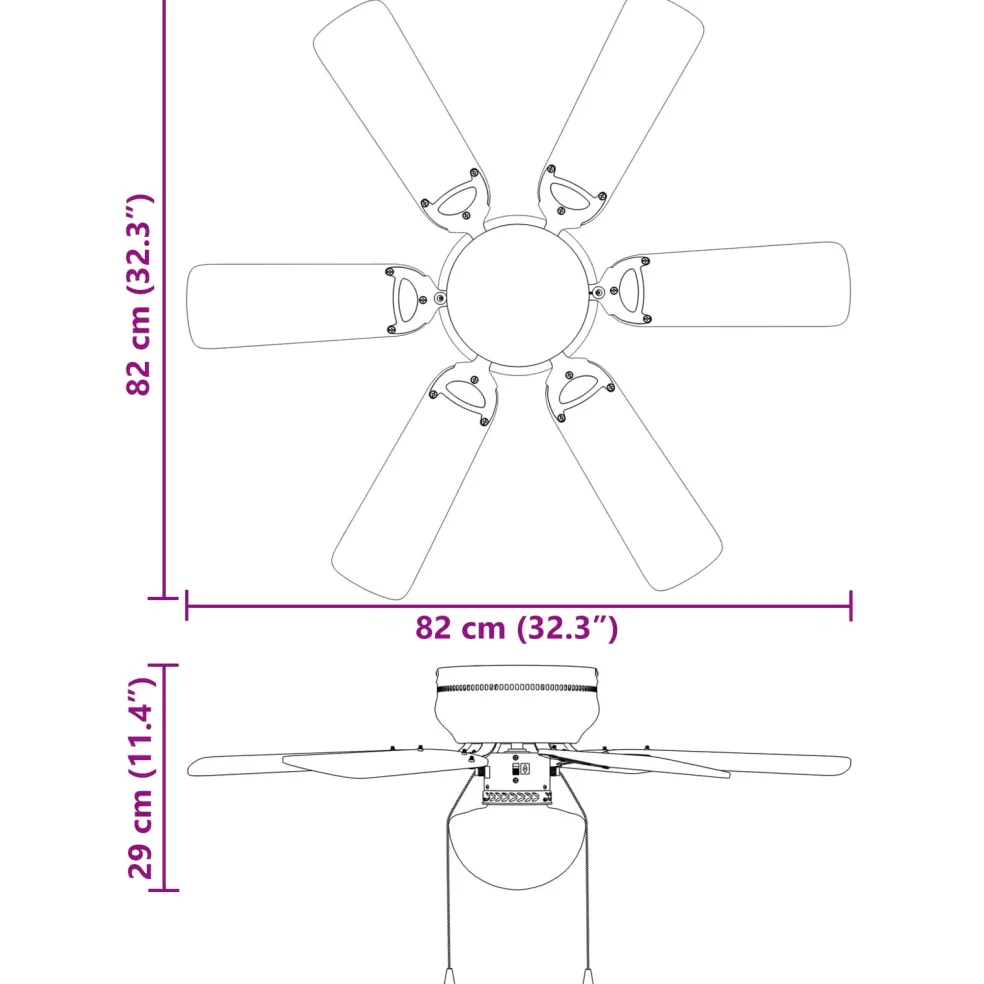 vidaXL Plafondventilator met licht Ø 82 cm Wit