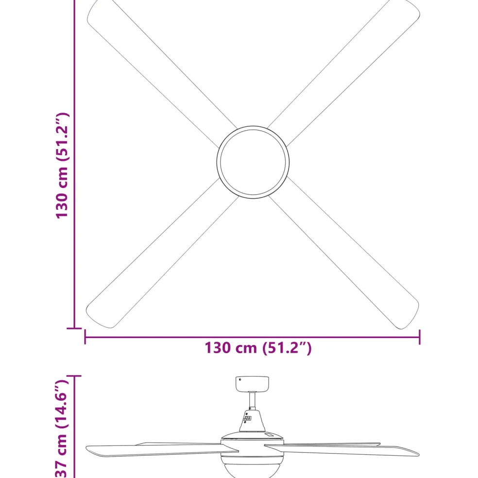 vidaXL Plafondventilator met lamp afstandsbediening 76 cm donkerbruin