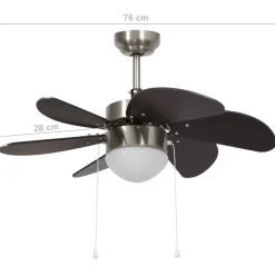 vidaXL Plafondventilator met lamp 76 cm donkerbruin