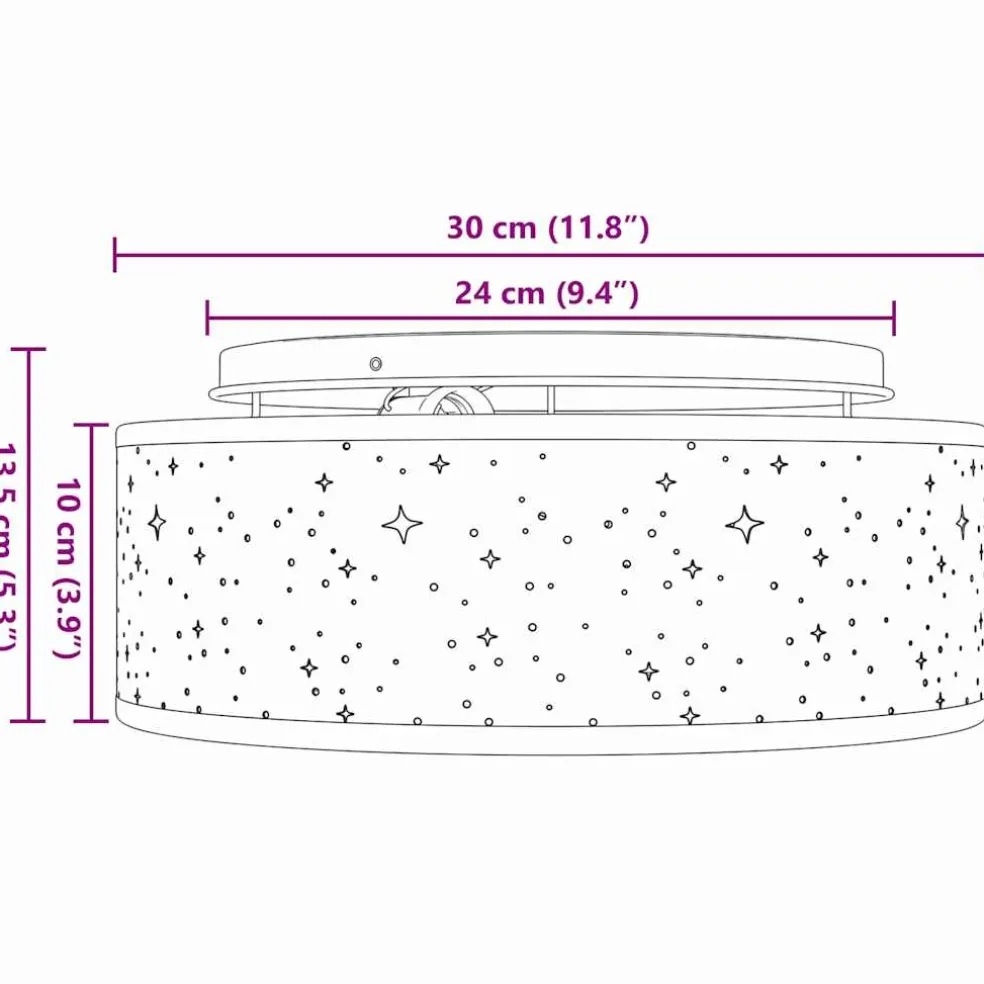 vidaXL Plafonnière met schijnwerpers Grijs 30 x 30 x 13,5 cm Stof