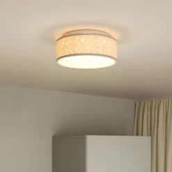 vidaXL Plafonnière met schijnwerpers Taupe 30 x 30 x 13,5 cm Stof
