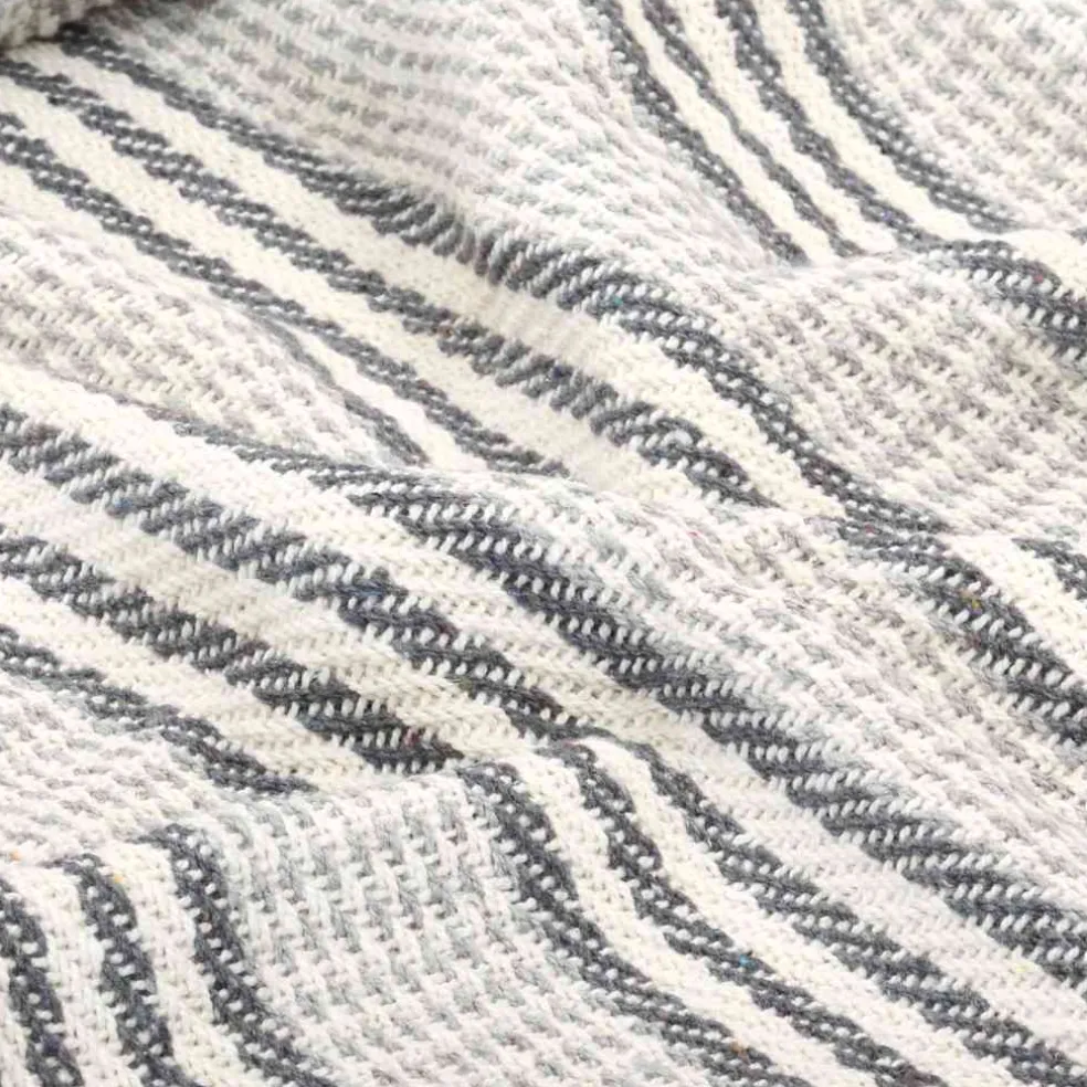 vidaXL Plaid strepen 125x150 cm katoen grijs en wit
