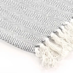 vidaXL Plaid visgraat 125x150 cm katoen grijs
