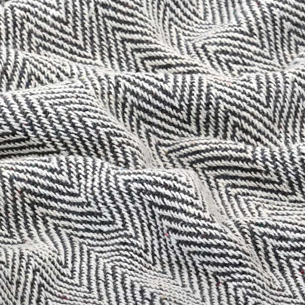 vidaXL Plaid visgraat 125x150 cm katoen marineblauw