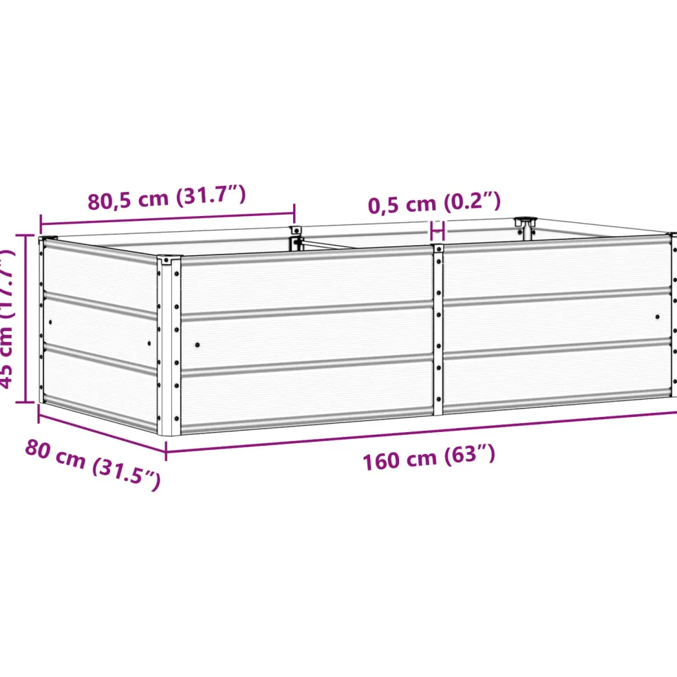 vidaXL Plantenbak Ivoor 160 x 80 x 45 cm Staal
