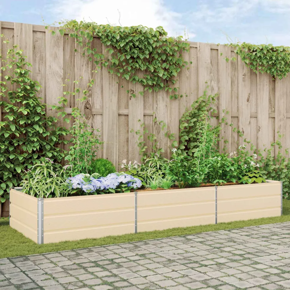 vidaXL Plantenbak Ivoor 290 x 100 x 45 cm Gegalvaniseerd staal