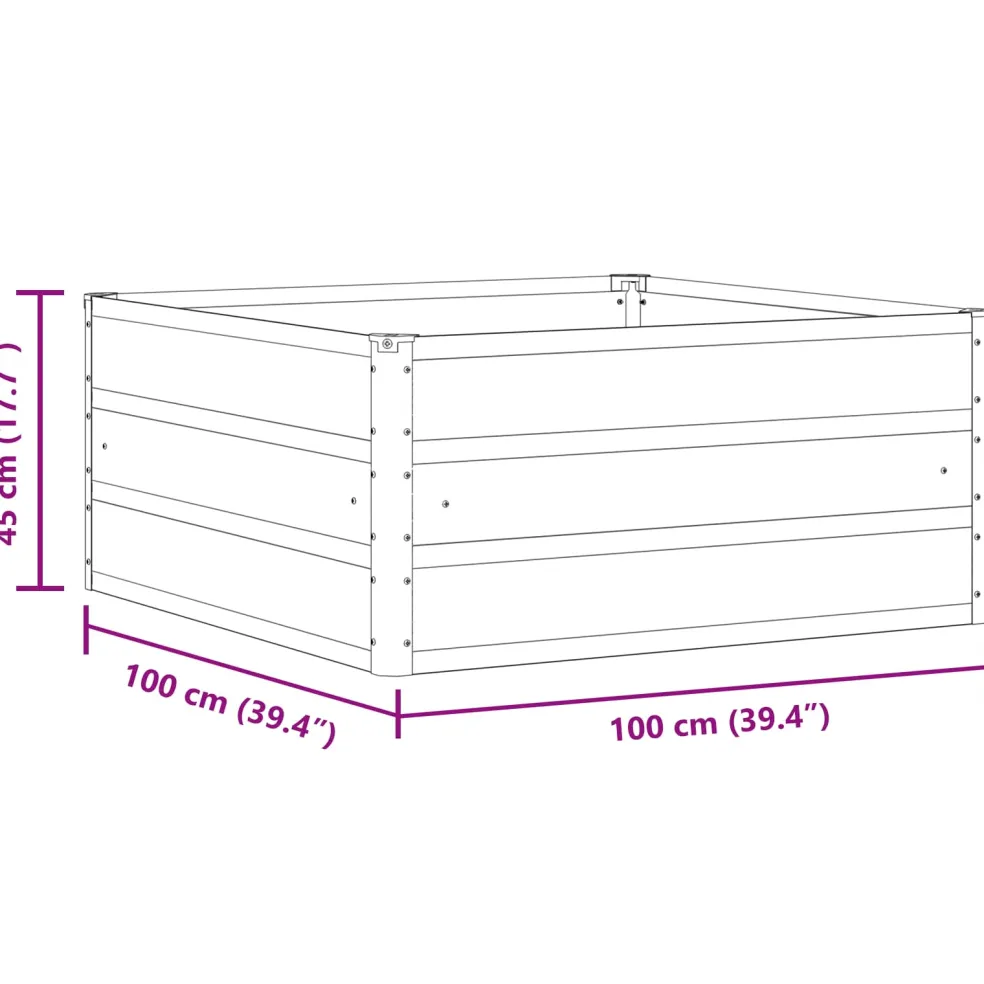vidaXL Plantenbak Lichtgrijs 100 x 100 x 45 cm Staal