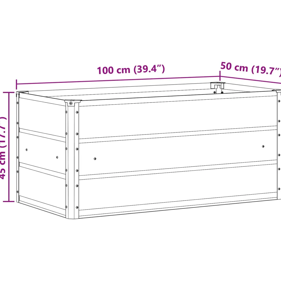 vidaXL Plantenbak Lichtgrijs 100 x 50 x 45 cm Gegalvaniseerd staal