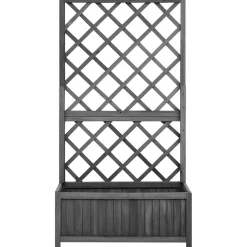 vidaXL Plantenbak met latwerk 70x30x135 cm massief vurenhout zwart