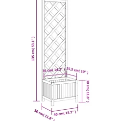 vidaXL Plantenbak met latwerk 40x30x135 cm massief vurenhout