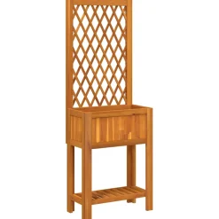 vidaXL Plantenbak met latwerk en schap 55x29,5x152 cm acaciahout