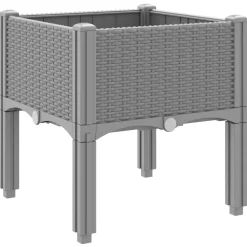 vidaXL Plantenbak met poten 40x40x42 cm polypropeen lichtgrijs