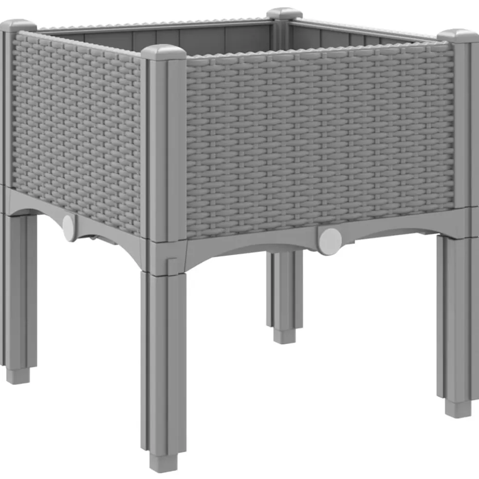 vidaXL Plantenbak met poten 40x40x42 cm polypropeen lichtgrijs
