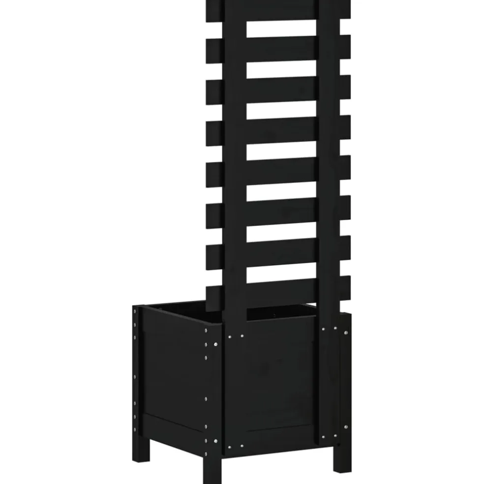 vidaXL Plantenbak met rek 39x39,5x114 cm massief grenenhout zwart