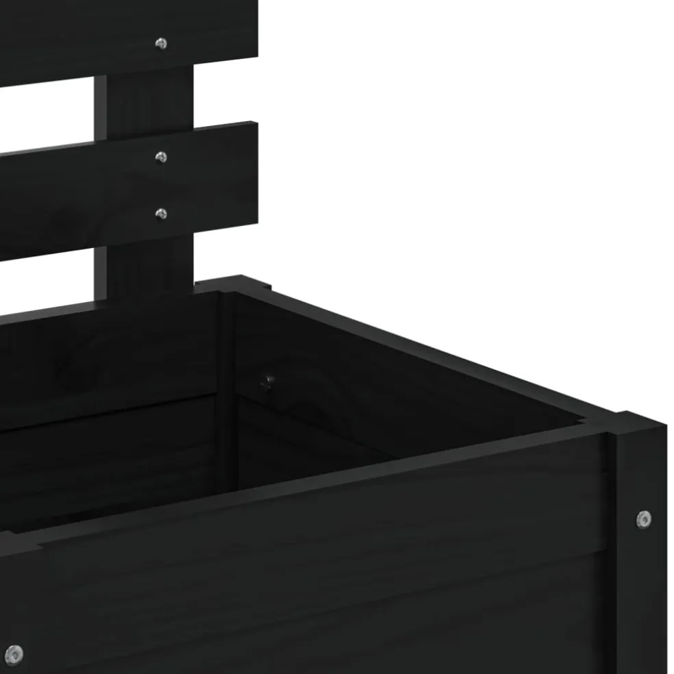 vidaXL Plantenbak met rek 39x39,5x114 cm massief grenenhout zwart