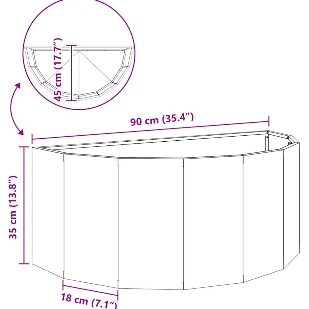vidaXL Plantenbak Olijf Groen 90 x 45 x 35 cm Staal