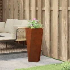 vidaXL Plantenbak Roestig 30 x 30 x 75 cm weervast staal