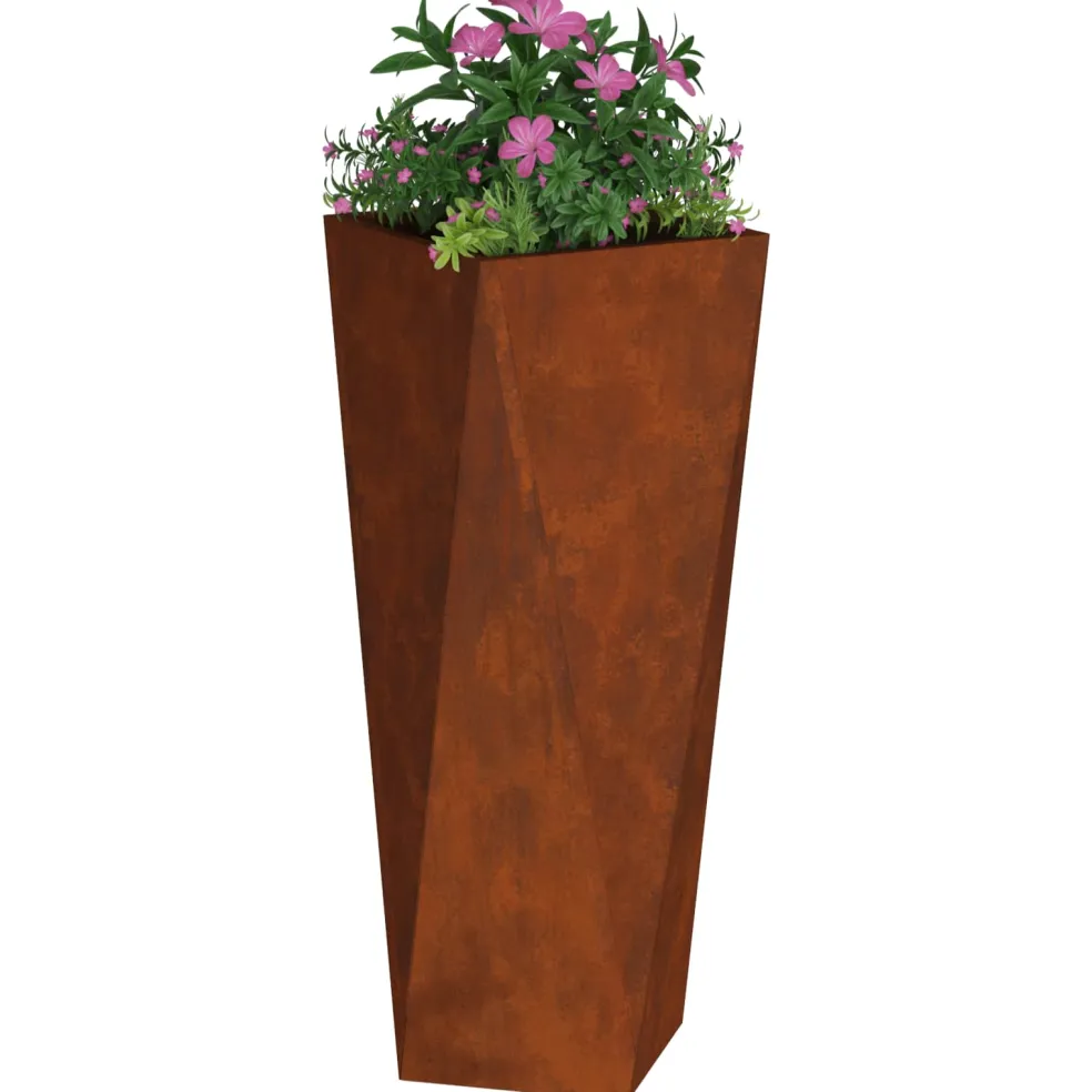 vidaXL Plantenbak Roestig 30 x 30 x 75 cm weervast staal