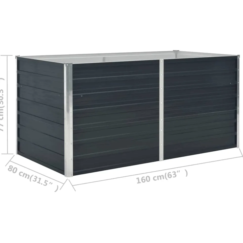 vidaXL Plantenbak verhoogd 160x80x77 cm gegalvaniseerd staal antraciet