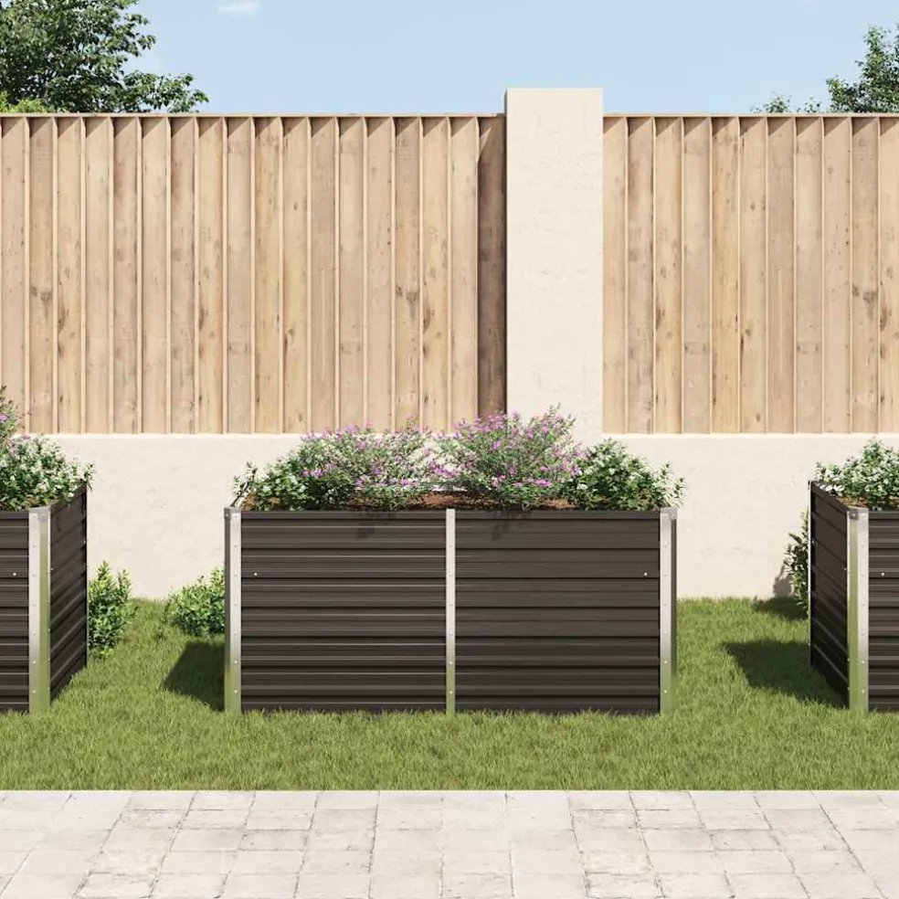 vidaXL Plantenbak verhoogd 160x80x77 cm gegalvaniseerd staal antraciet