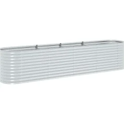 vidaXL Plantenbak verhoogd 400x80x81 cm gegalvaniseerd staal zilver