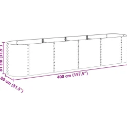 vidaXL Plantenbak verhoogd 400x80x81 cm gegalvaniseerd staal zilver