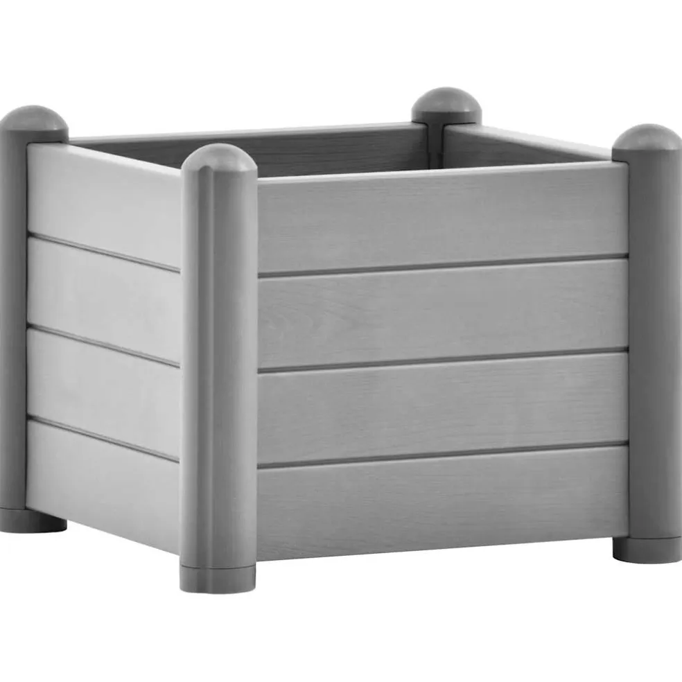 vidaXL Plantenbak verhoogd 43x43x35 cm PP steengrijs